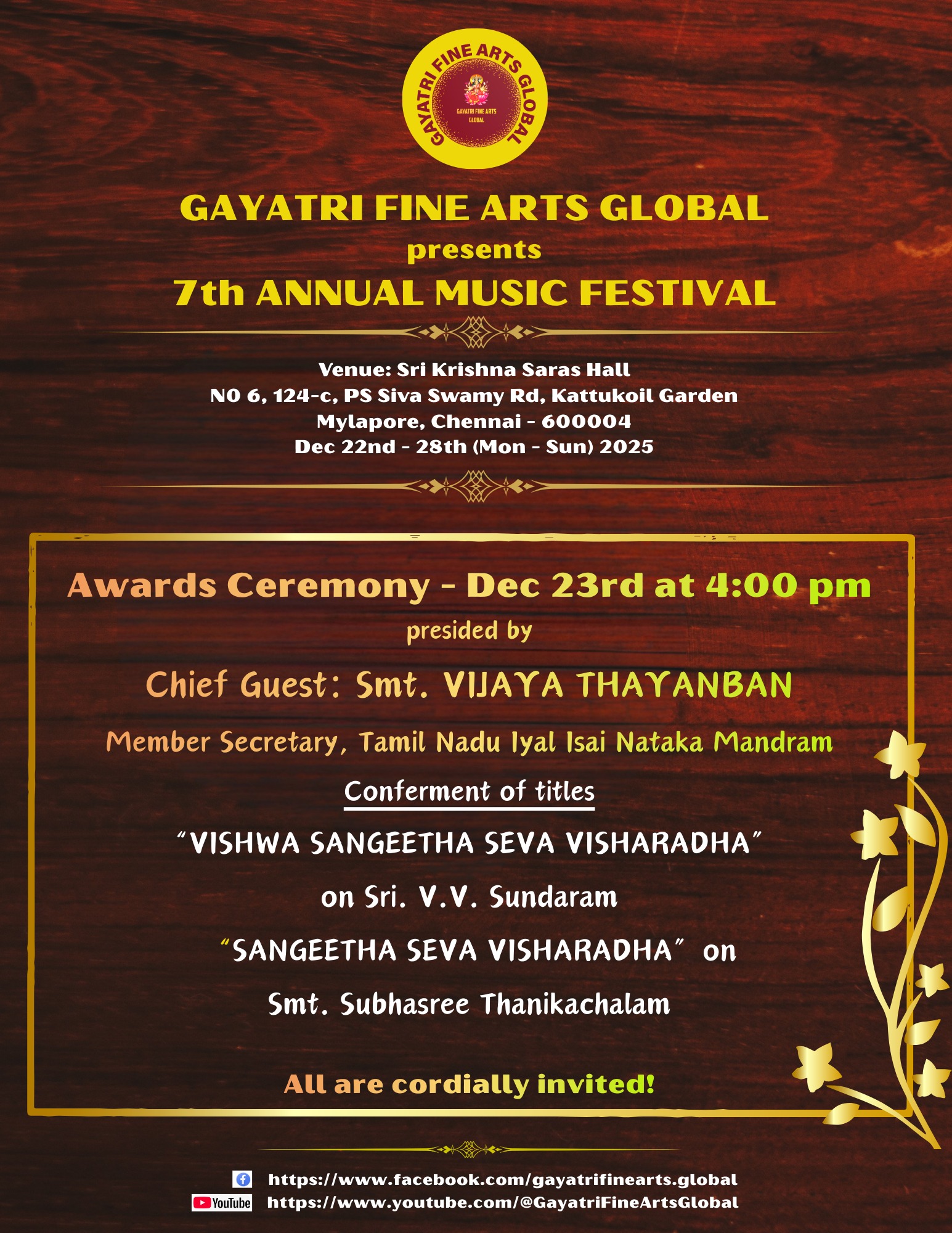 Gayatri Fine Arts and Gayatri Fine Arts Global - 7th Annual Music Festival