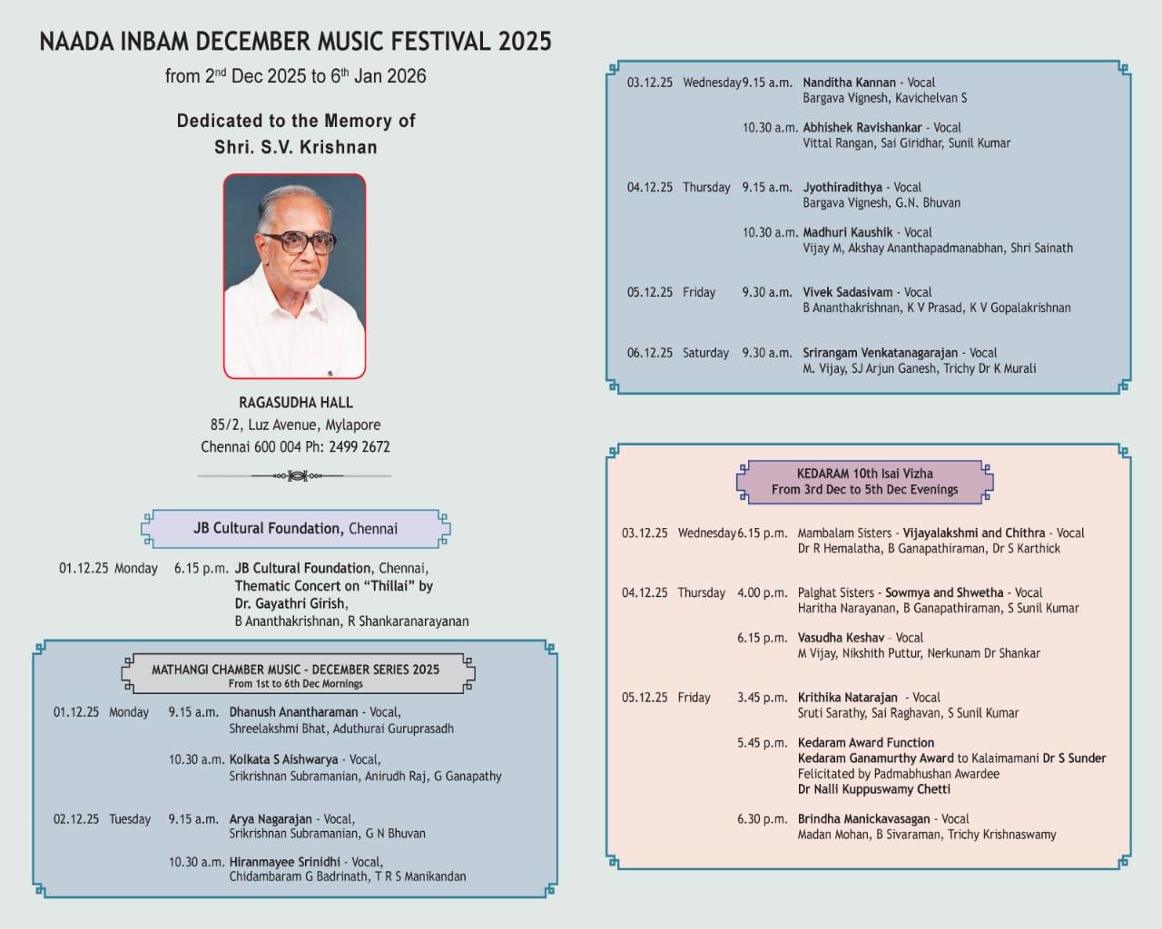 Naada Inbam December Music Festival 2025